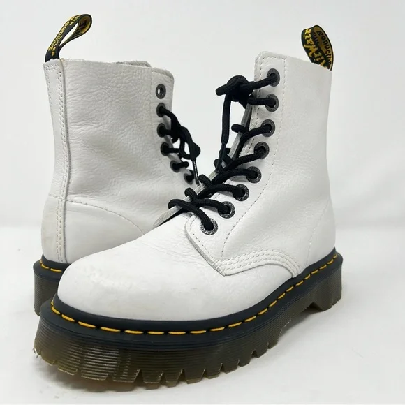 Dr. Martens White Boots with Black Laces - Picture 1 of 9